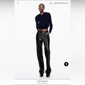 ZARA STRAIGHT LEG FAUX LEATHER LONG LENGTH PANTS